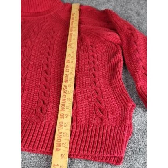 Jeanne Pierre Turtleneck Sweater Women Sz 3XL Cable Knit Maroon Festive Winter - Picture 3 of 7
